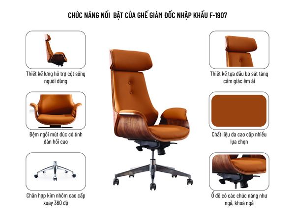 ghế giám đốc nhập khẩu F-1907