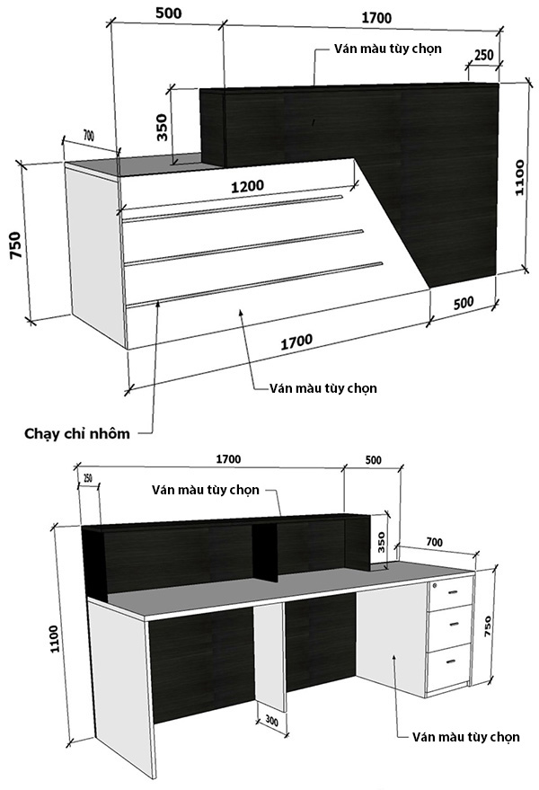Quầy lễ tân QLT111 (2.2m)