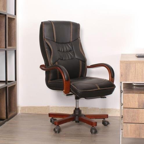 Ghế giám đốc da tay gỗ PT011