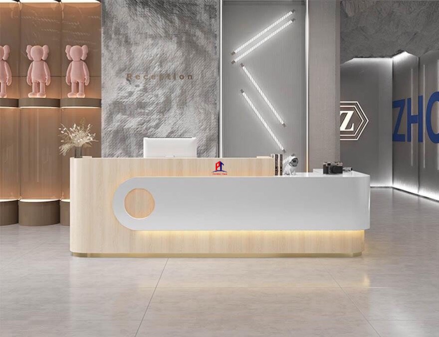 Quầy lễ tân cong thiết kế ấn tượng PT1099