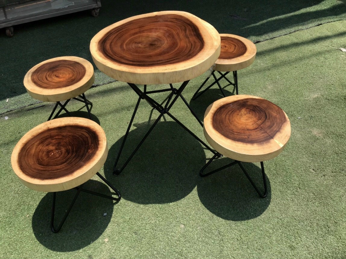 ghế chân sắt mặt me tây