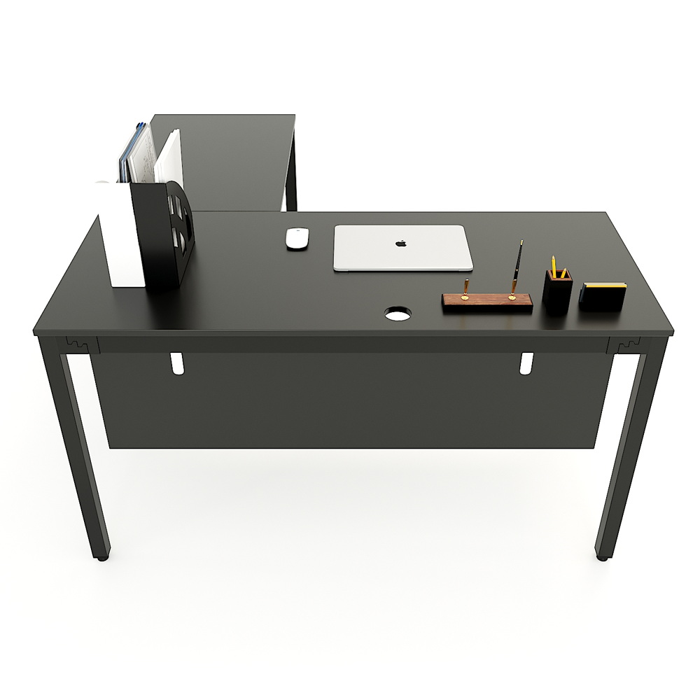 Bàn giám đốc gỗ công nghiệp chân sắt Chữ Nhật gác tủ PT03