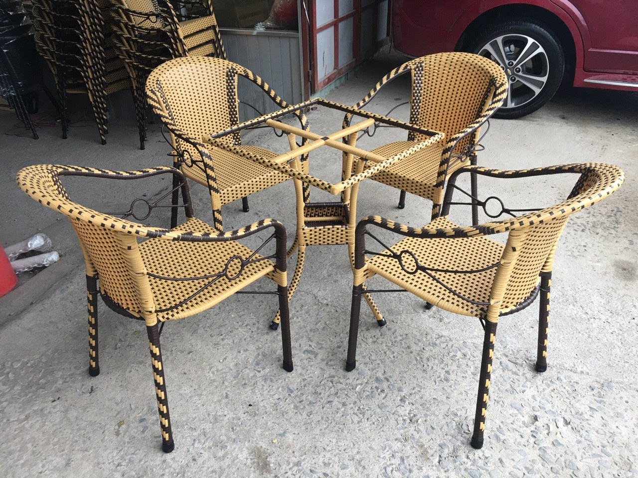 Bộ bàn ghế mây nhựa Nhật PT003