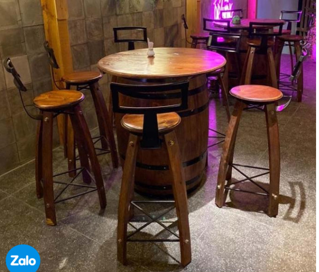 BỘ BÀN GHẾ BAR THÙNG RƯỢU GỖ CAFE, BAR, NHÀ HÀNG ĐẸP NHẤT 2022
