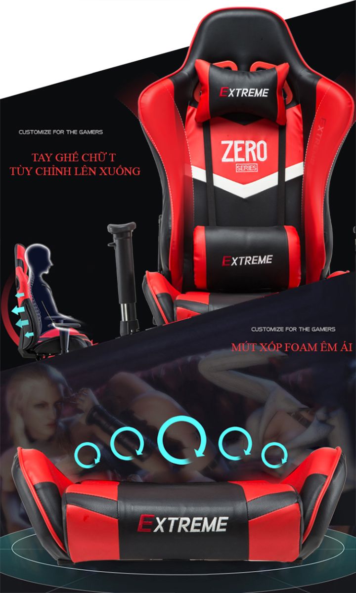 Ghế Gaming Extreme Zero V1 (Red – Black) PT 05