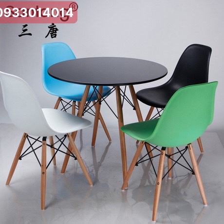 Bộ bàn ghế nhựa chân gỗ EAMES PT047