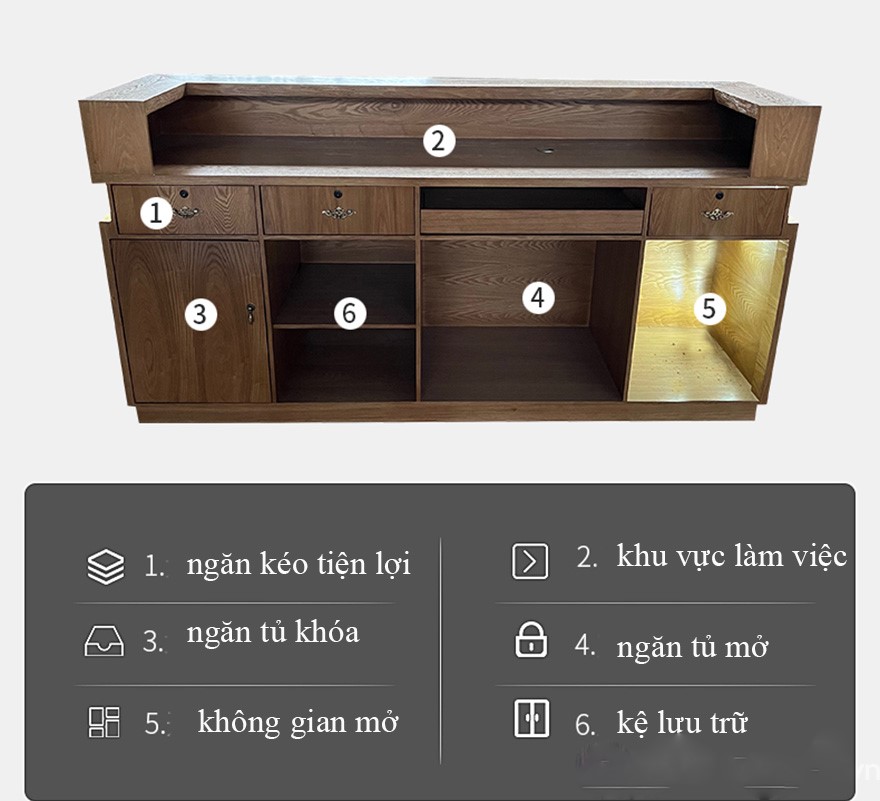 Quầy lễ tân hiện đại cho khách sạn  pt1015