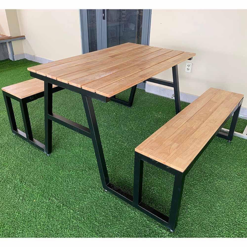 bộ bàn ghế băng gỗ cao su , quán nhậu, quán ăn