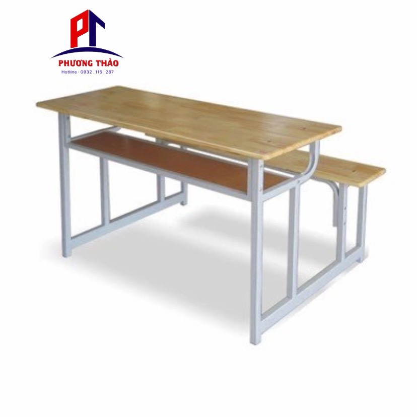 Bàn ghế học sinh , khung sắt gỗ cao su tự nhiên