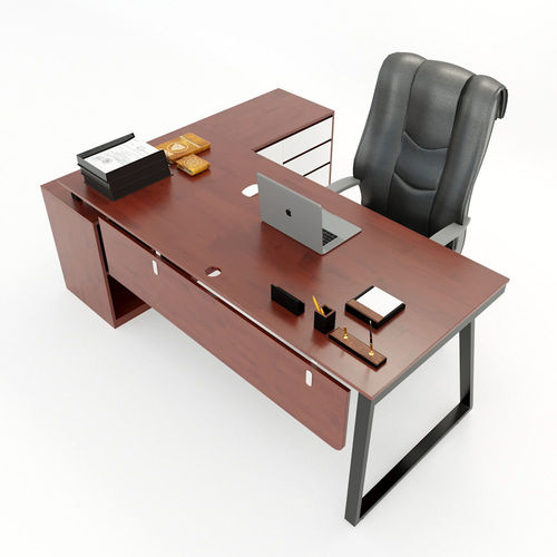 Bàn giám đốc gỗ công nghiệp chân sắt Chữ Nhật gác tủ PT03