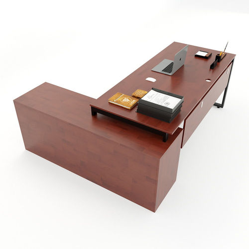 Bàn giám đốc gỗ công nghiệp chân sắt Chữ Nhật gác tủ PT03