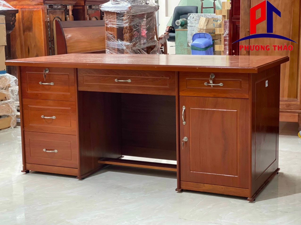 Bàn Giám Đốc Phủ Gỗ Xoan 1m4