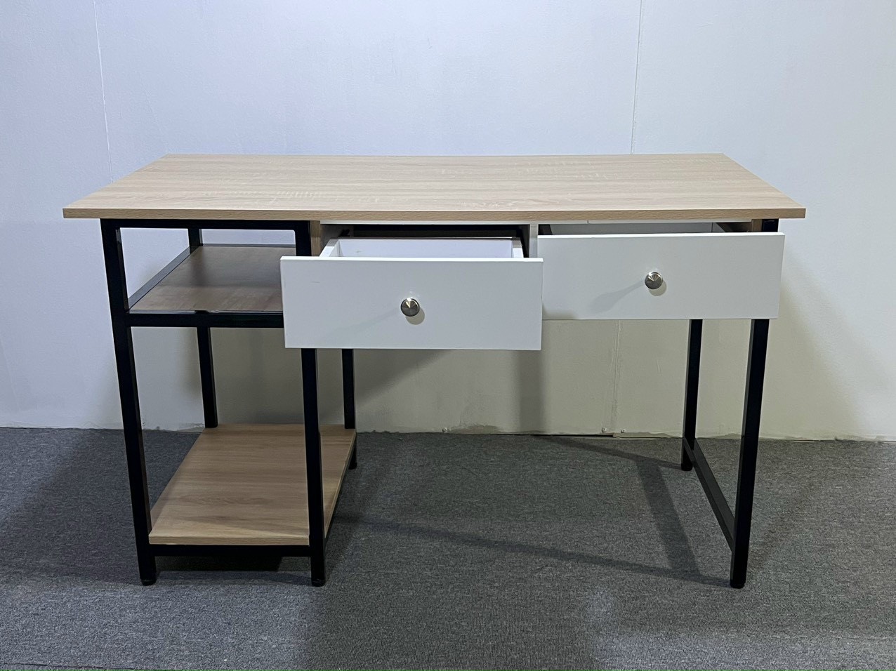 Bàn học khung sắt mặt gỗ