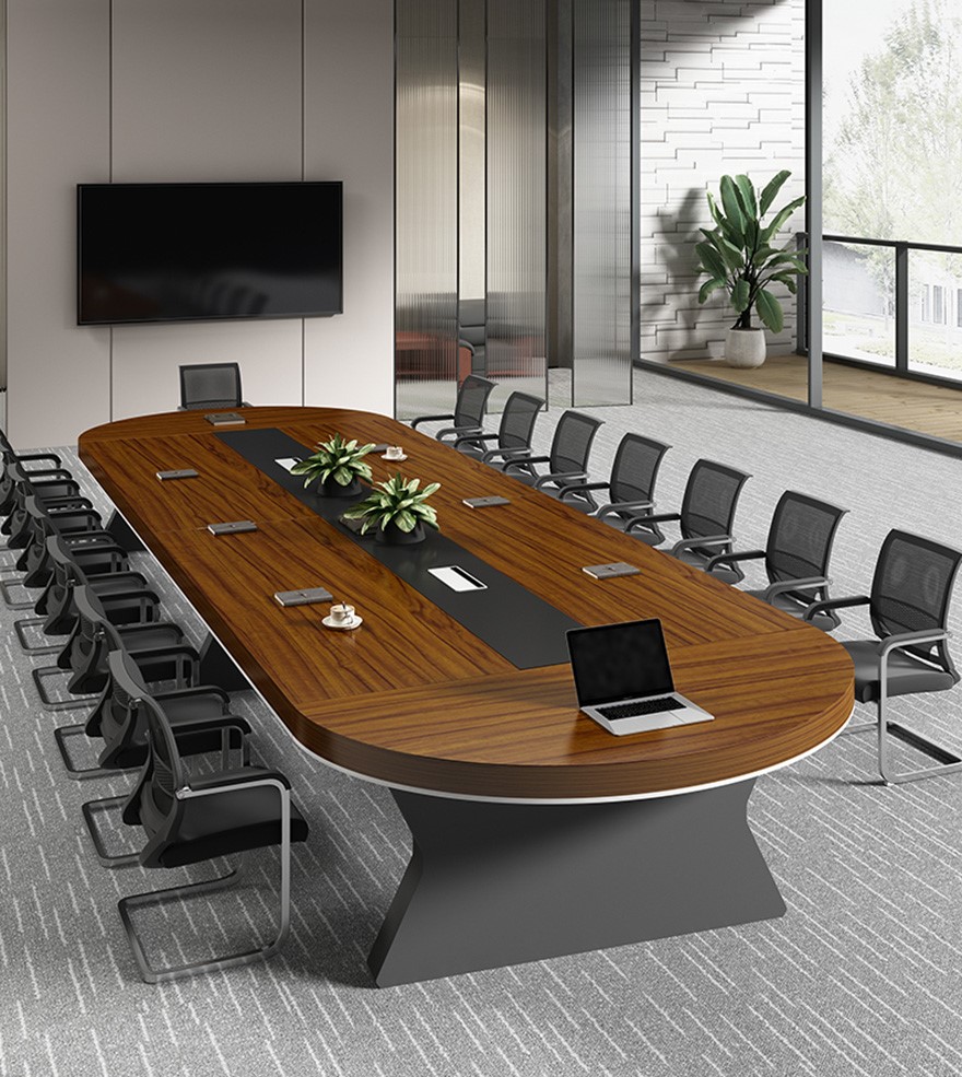 Bàn hội nghị gỗ thiết kế hình oval PT1000