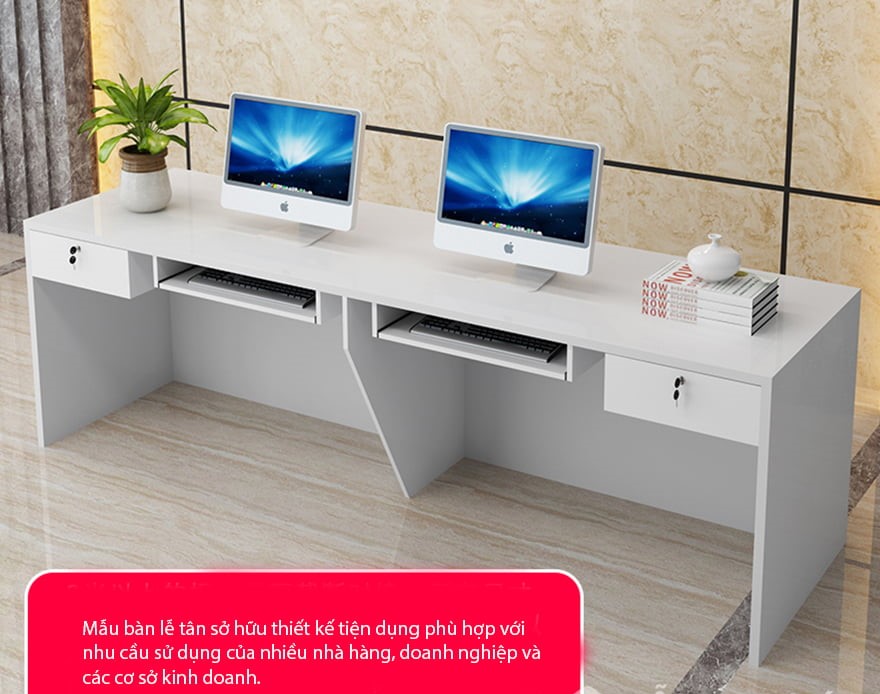 Bàn quầy lễ tân bằng gỗ thiết kế hiện đại PT1017