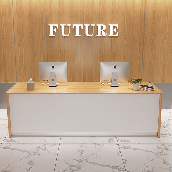 Bàn quầy lễ tân bằng gỗ thiết kế hiện đại PT1017