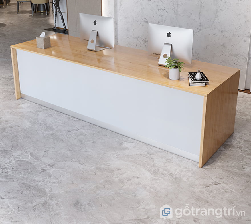 Bàn quầy lễ tân bằng gỗ thiết kế hiện đại PT1017