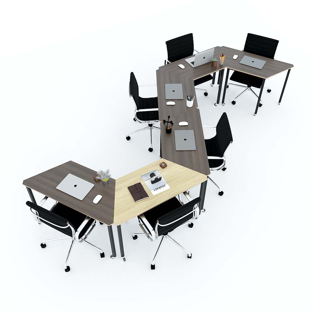 Bàn cụm 6 gỗ Plywood hệ Lego chân sắt