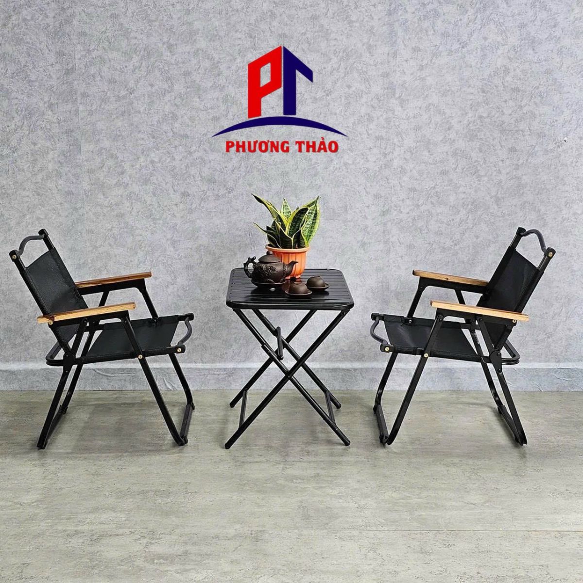 Bộ bàn 2 ghế xếp cafe có tay
