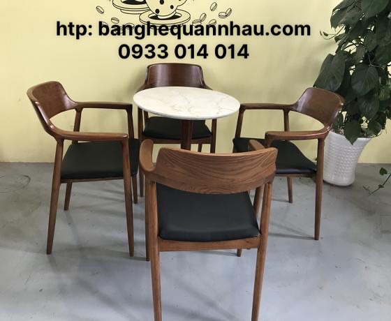 Bộ Bàn  Ghế gỗ cafe Hiroshima lưng cao