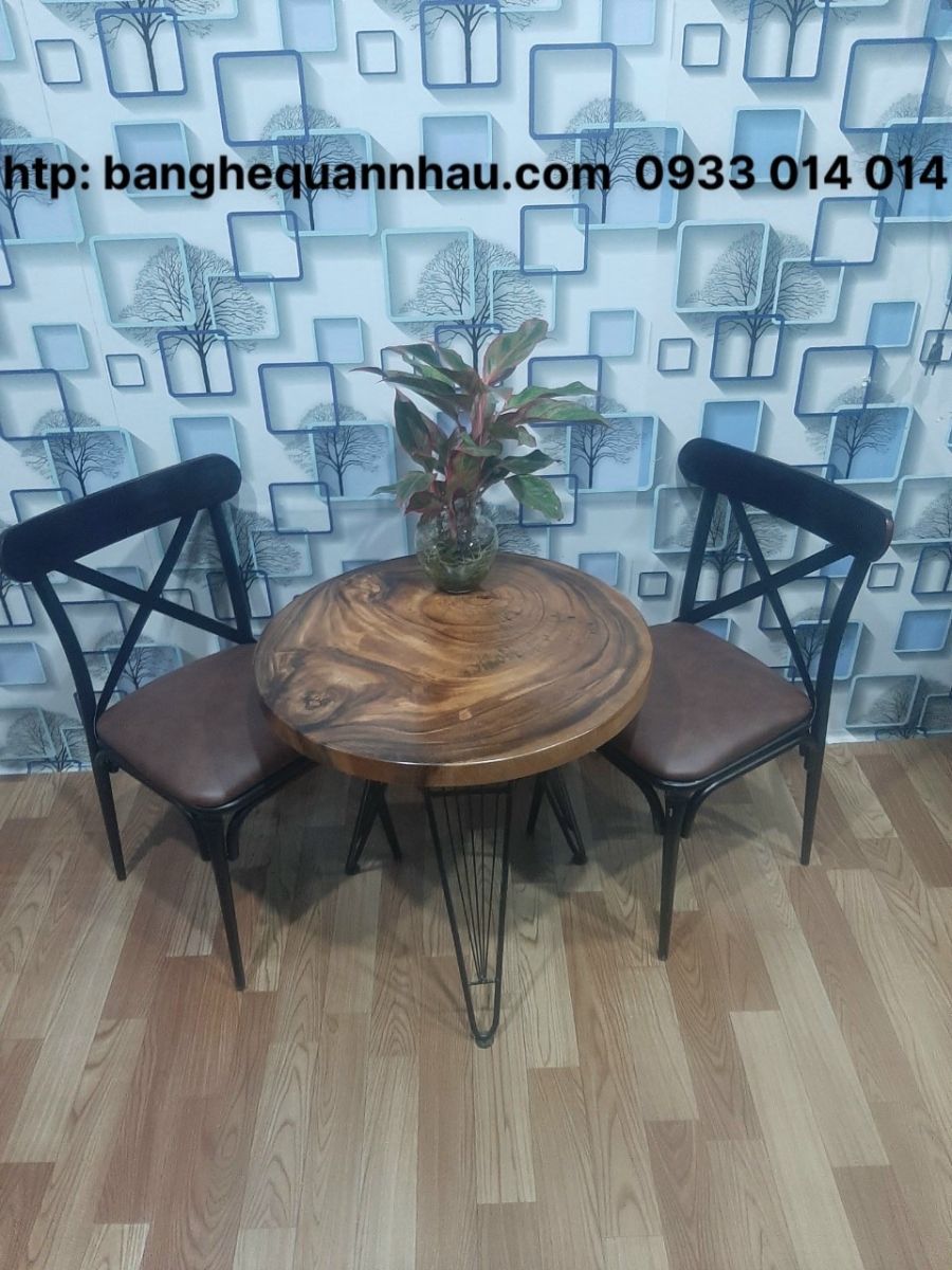 BỘ BÀN TRÒN 2 GHẾ SẮT TỰA X THẤP CAFE