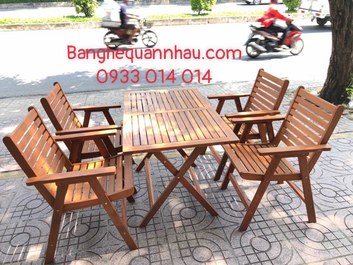 BỘ BÀN GHẾ GỖ CAFE SÂN VƯỜN PT 234