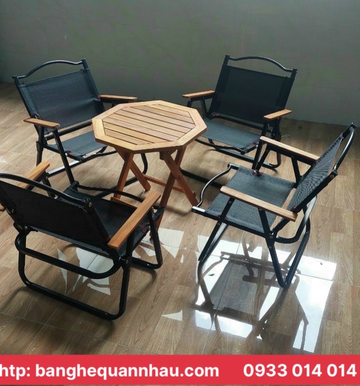 BỘ BÀN GHẾ XẾP LƯỚI CAFE CÓ TAY