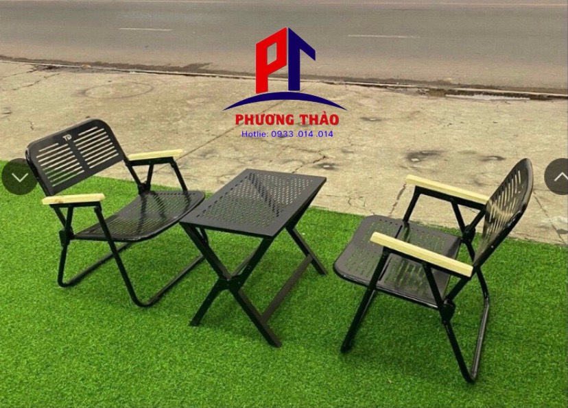 Ghế xếp sắt cafe có tay thấp PT 2023
