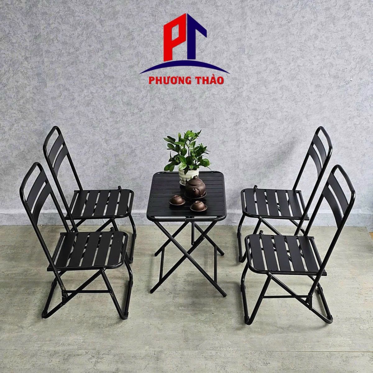 Bộ bàn ghế xếp lá cafe