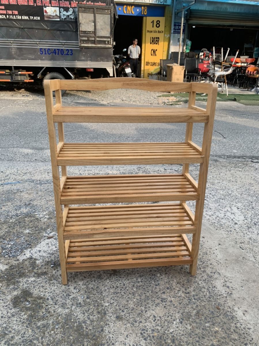 KỆ GIẦY DÉP GỖ CAO SU 5 TẦNG