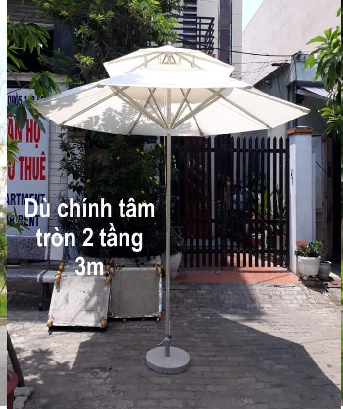DÙ CHE NẮNG ĐÚNG TÂM TRÒN 2 TẦNG (2,9 M) MÀU TRẮNG
