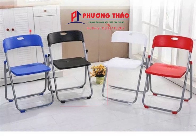 Ghế xếp nhựa tựa lưng khung sắt DP