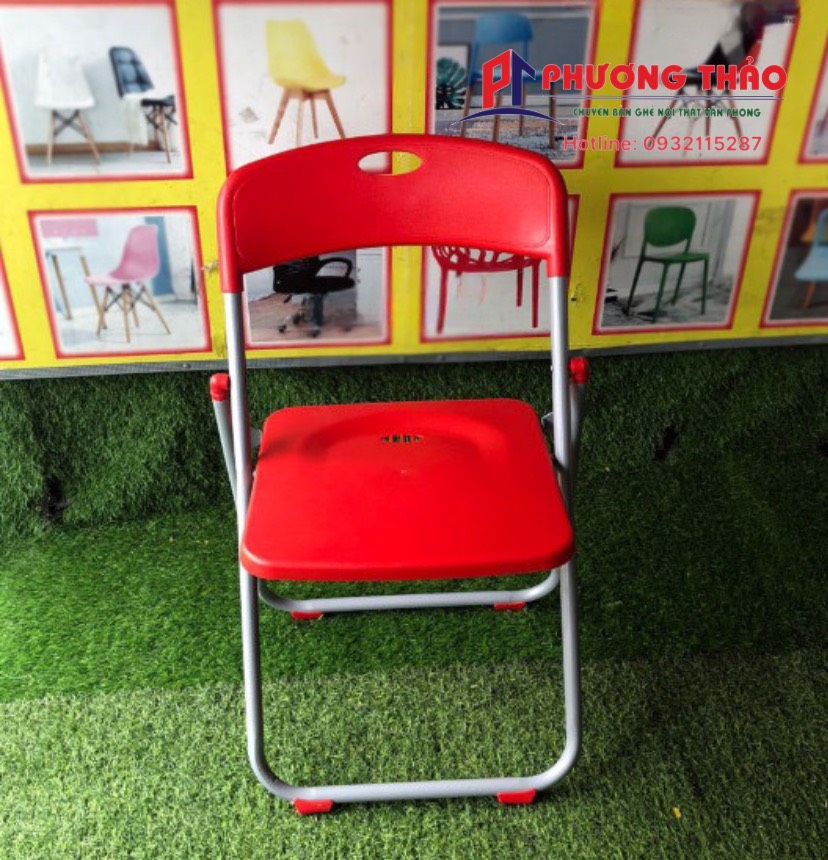 Ghế xếp nhựa tựa lưng khung sắt DP