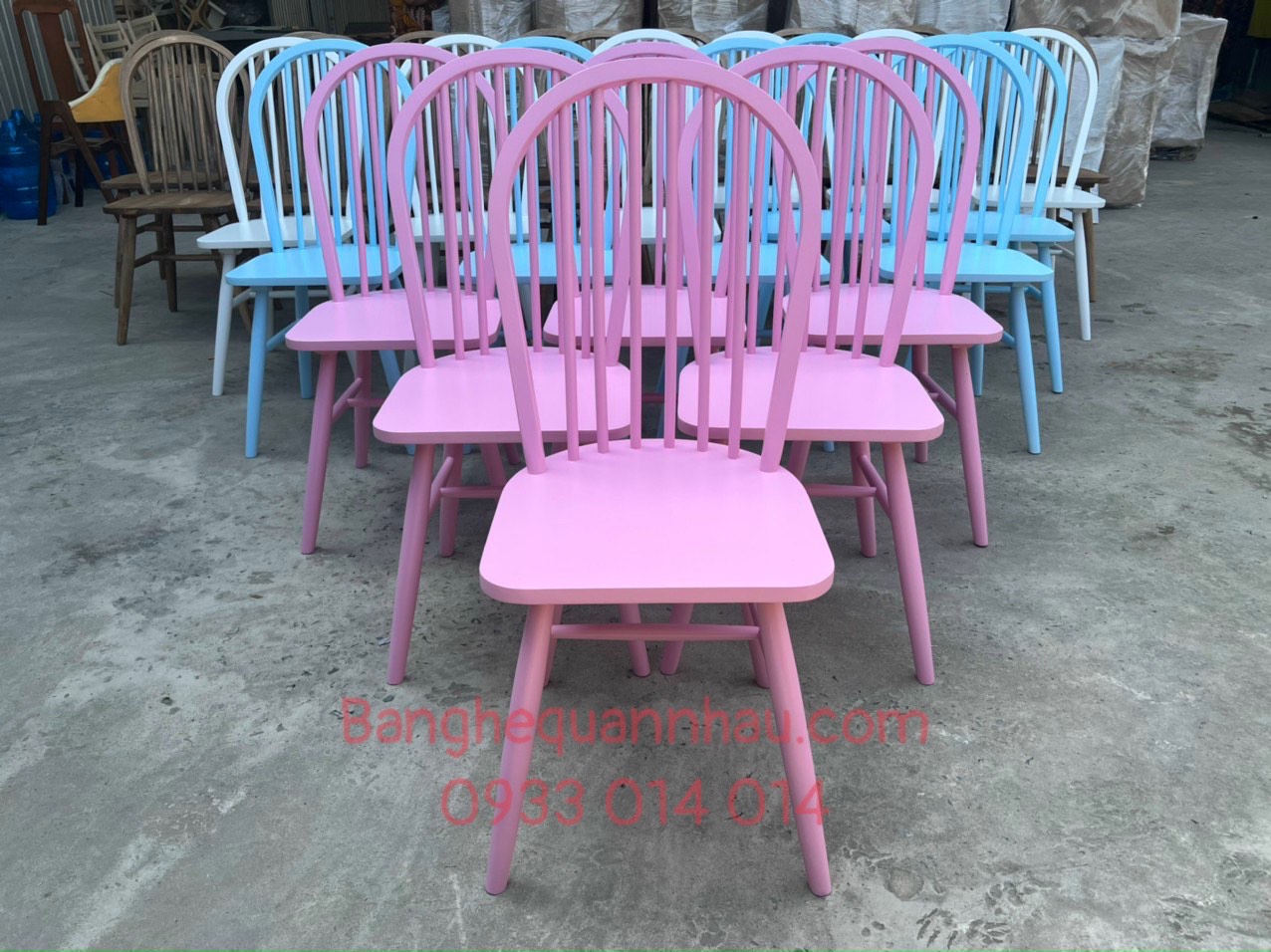 GHẾ CAFE TRÀ SỮA  GỖ WINDSOR MÀU SẮC