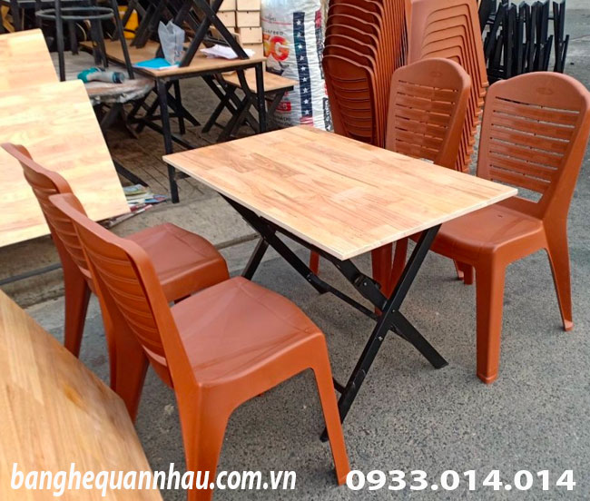 bàn xếp quán nhậu ghế nhựa