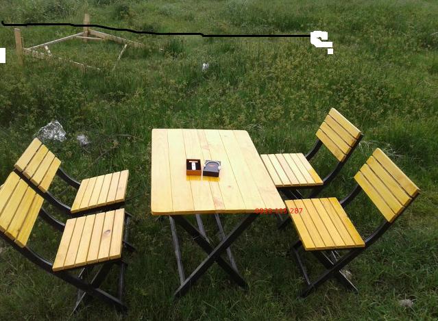 bộ bàn ghế xếp gỗ thông PT036