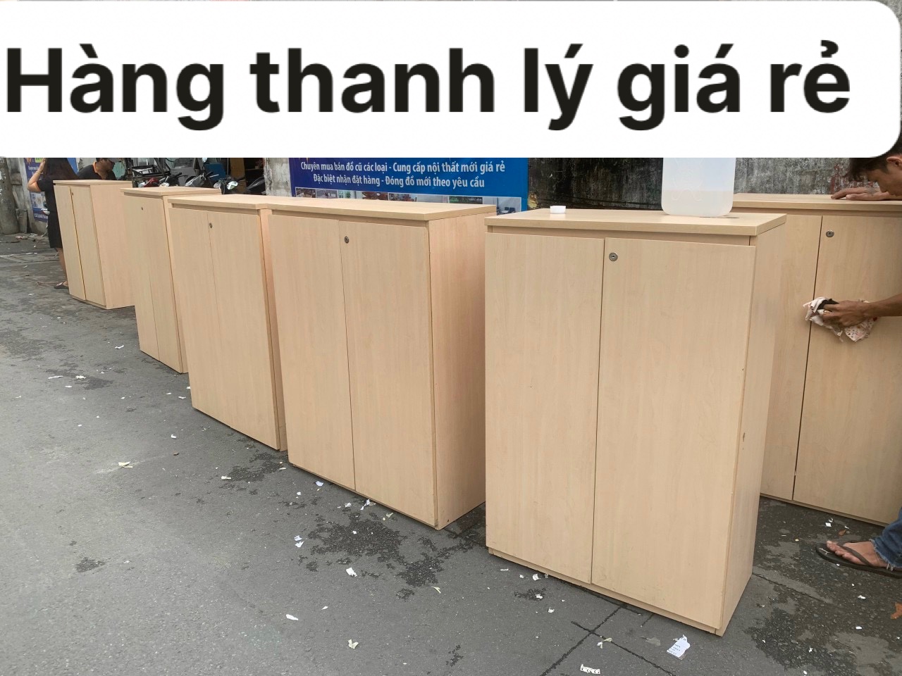 Tủ hồ sơ cũ 2 cánh thấp gỗ MDF cao cấp mới 95%