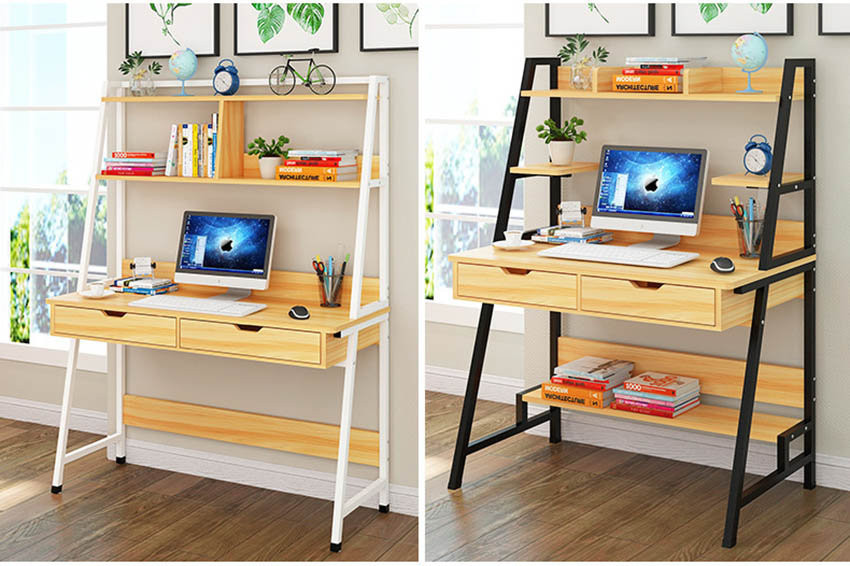 Bàn Học Liền Kệ Sách Khung Sắt PT08