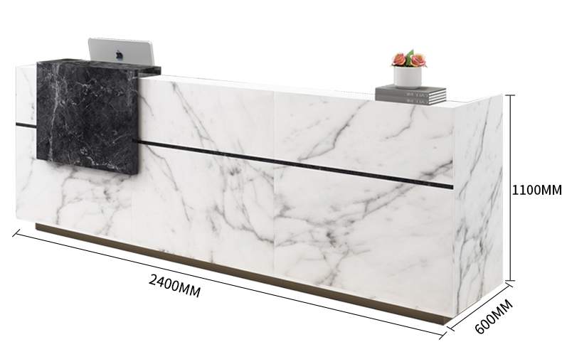 Quầy lễ tân gỗ công nghiệp giả đá cao cấp, chuyên nghiệp. PT995