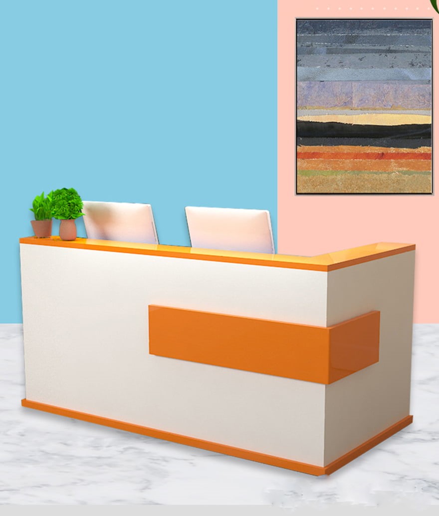 Bàn quầy lễ tân đẹp nhỏ gọn bằng gỗ PT 989