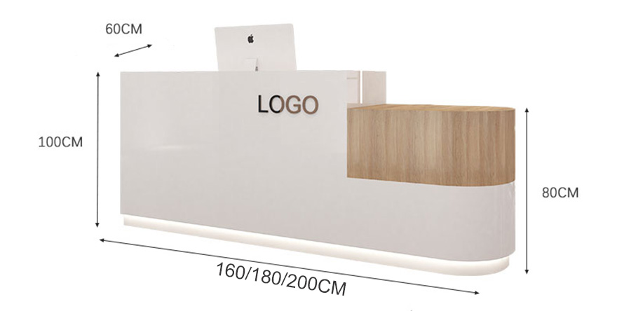 Quầy lễ tân gỗ công nghiệp thiết kế uốn cong PT1047