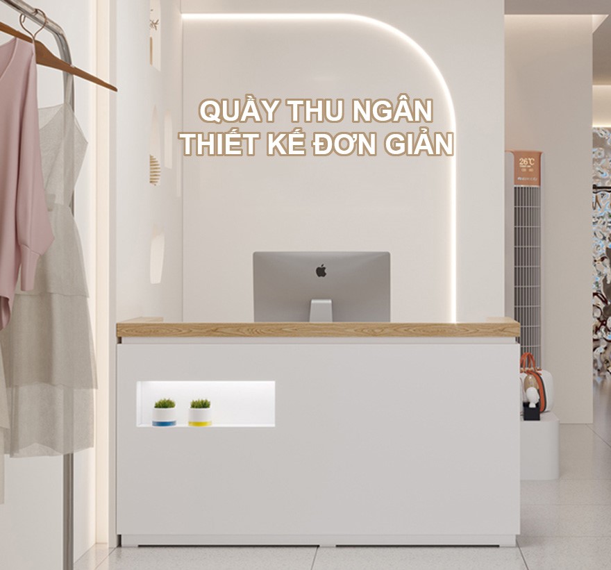 Quầy thu ngân đơn giản bằng gỗ công nghiệp PT1056