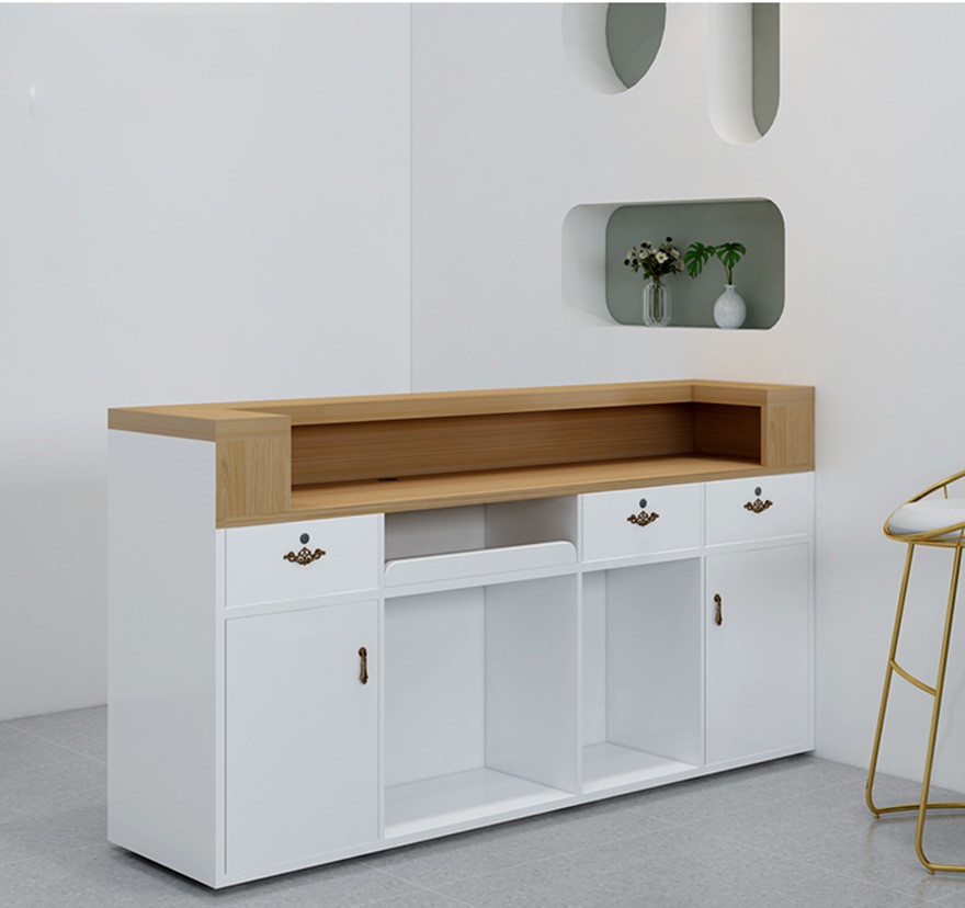 Quầy thu ngân đơn giản bằng gỗ công nghiệp PT1056