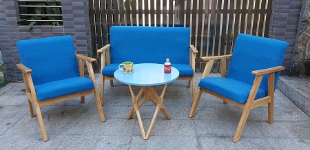 Sofa cà phê gỗ tay vuông PT052