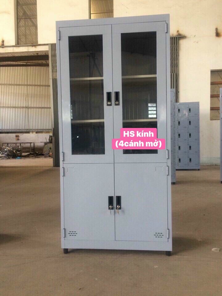 TỦ HỒ SƠ SẮT KÍNH 4 CÁNH MỞ