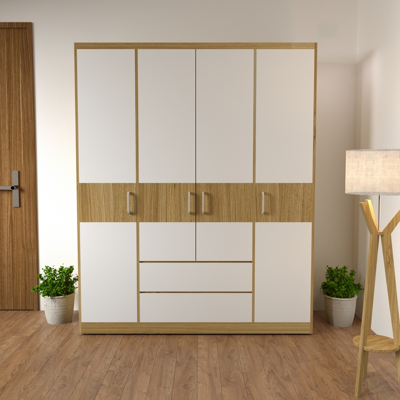 Tủ Quần Áo 4 Cánh Vân Gỗ