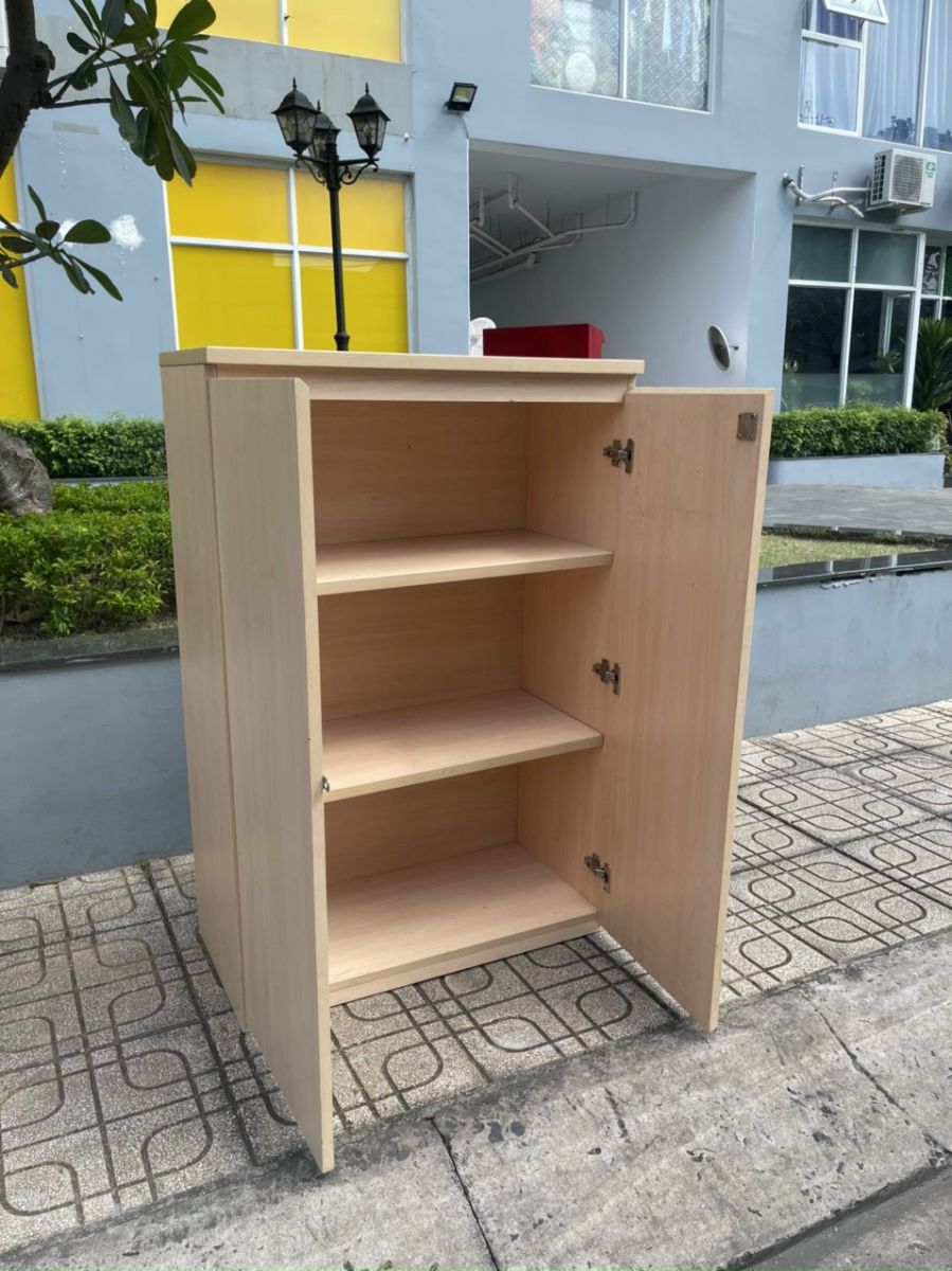 Tủ hồ sơ cũ 2 cánh thấp gỗ MDF cao cấp mới 95%