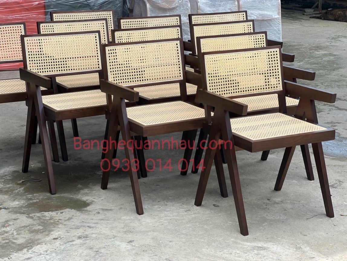 GHẾ GỖ CAFE CÓ TAY  V LEG PT 286