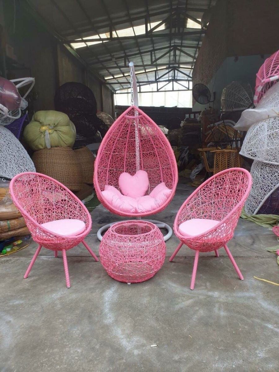 bộ xích đu hồng giọt nước