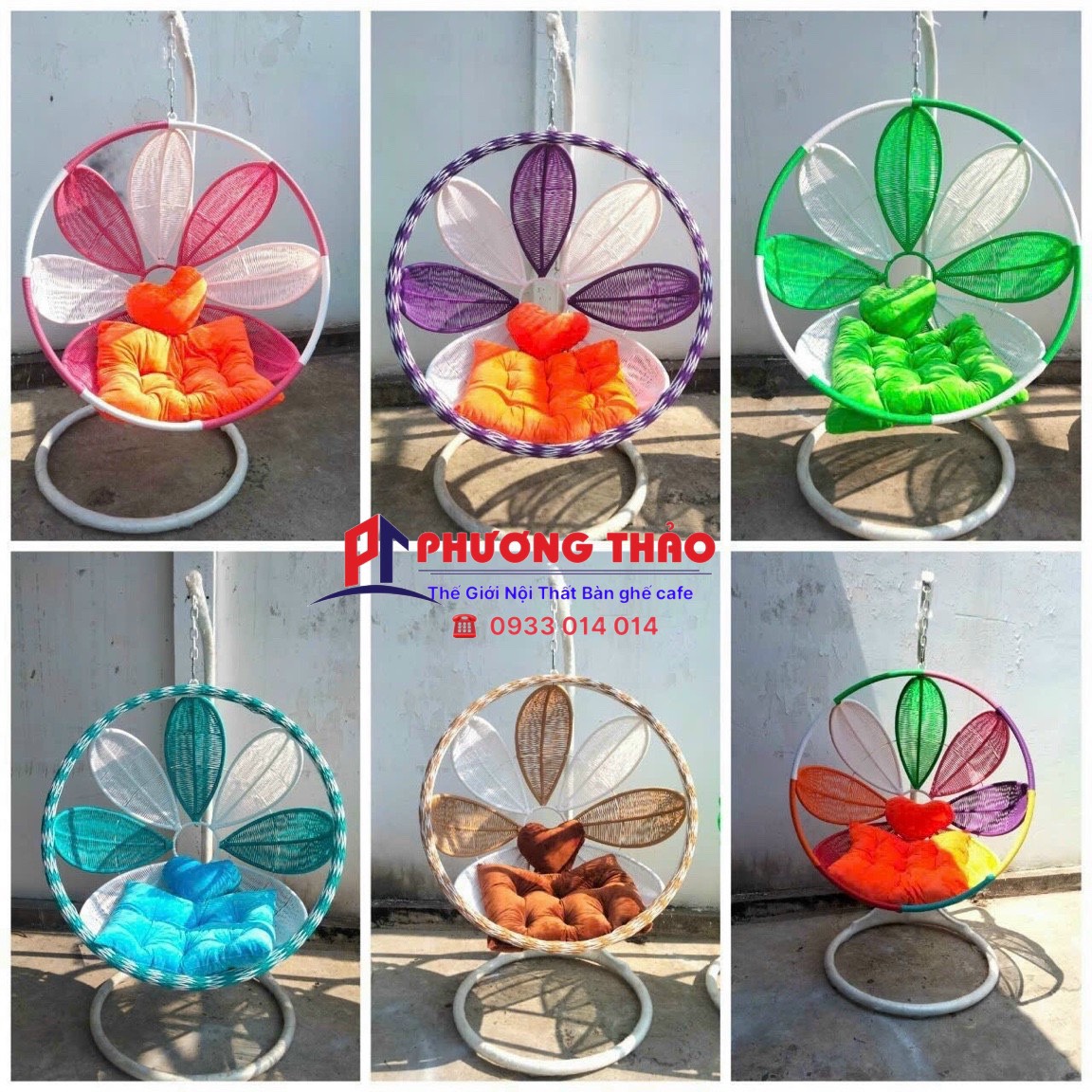 xích đu bông hoa cafe sân vườn PT021